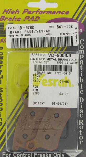 Vesrah VD-9006JL Sintered Metal Brake Pads