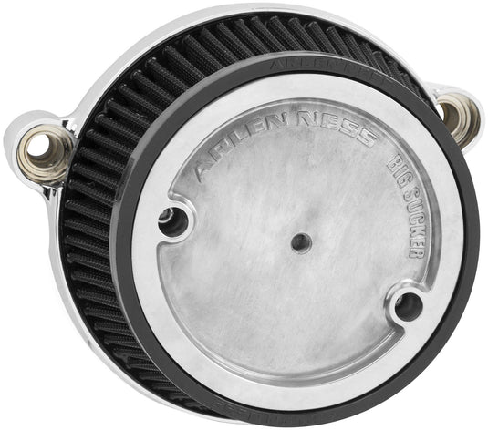 Arlen Ness 18-317 Big Sucker Stage I Air Filter Kit - Smooth Chrome Steel - Black Filter