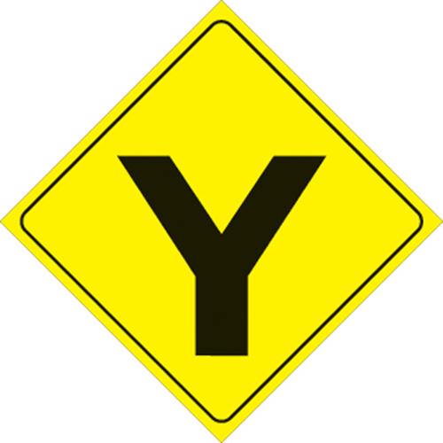 Voss 437 Y YR 12x12in. Reflective Trail Sign - Y-Intersection (Yellow/Black)