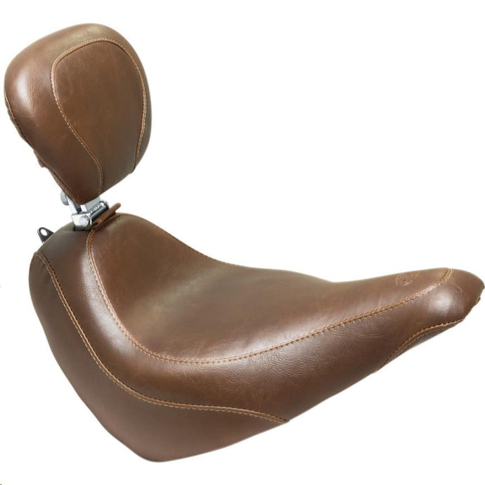 Mustang 83049 Wide Tripper Solo Seat with Driver Backrest - Vintage - Brown