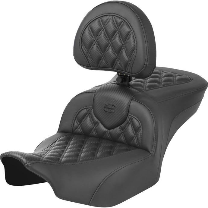 Saddlemen 823-07-206B0 Roadsofa CF LS Seat with Backrest - Black Stitching