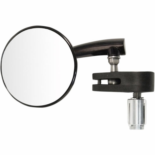 Emgo 20-34042 Aluminum 3in. Bar End Mirror - Black - Left