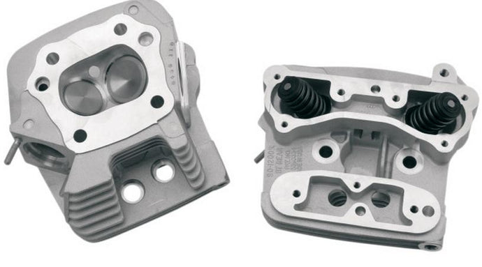 S&S Cycle 106-3466 Cylinder Heads for EVO Motors with Stock-Style Pistons - Silver Powder-Coat