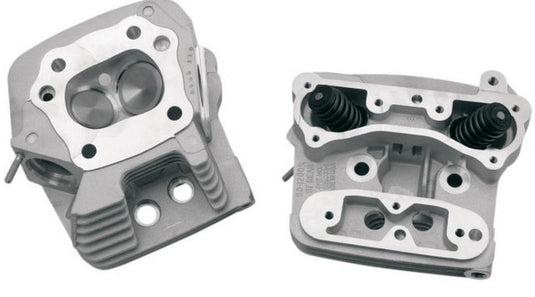 S&S Cycle 106-3466 Cylinder Heads for EVO Motors with Stock-Style Pistons - Silver Powder-Coat