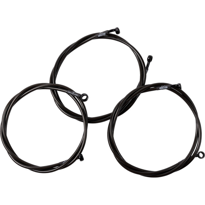La Choppers LA-8059B08M Midnight Braided Brake Lines - 8in.-10in. Ape Hangers