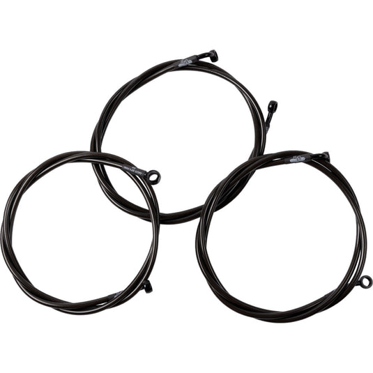La Choppers LA-8059B13M Midnight Braided Brake Lines - 12in.-14in. Ape Hangers