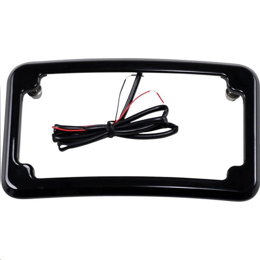 Cycle Visions CV4617B Curved Lighted License Plate Frame - Black Powdercoat