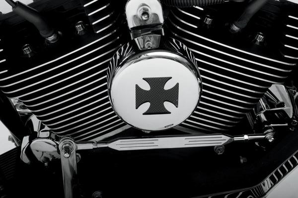 Drag Specialties 2107-0026 Horn Cover - Chrome with Black Cross Insert