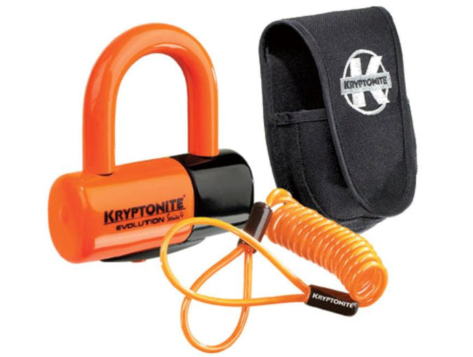Kryptonite 999591 Evolution Series 4 Disc Lock - Orange with Pouch and Reminder Cable