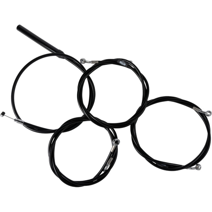 La Choppers LA-8059KT2-19B Complete Handlebar Cable and Brake Line Kit - 18in.-20in. - Black Vinyl
