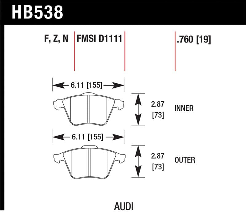 Load image into Gallery viewer, Hawk Performance HB538B.760 HAWK HPS 5.0 Brake Pad Sets

