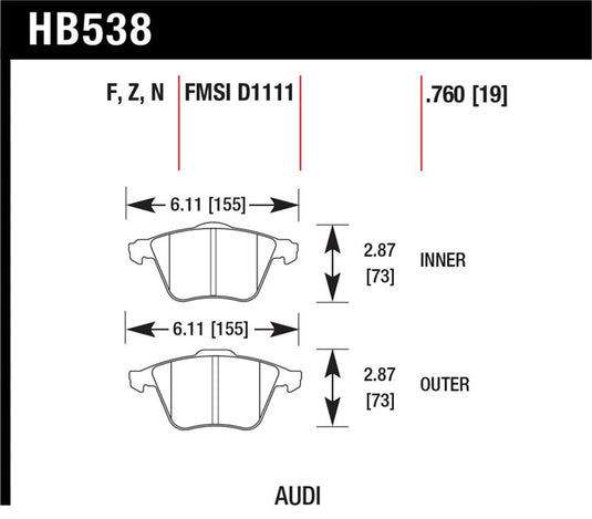 Hawk Performance HB538B.760 HAWK HPS 5.0 Brake Pad Sets