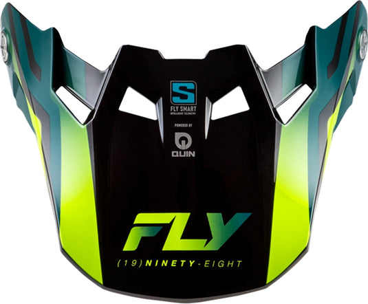 Fly Racing Visor for Fly Formula S Carbon Helmets - Byte Black Carbon/Teal/Lime - XL-2XL