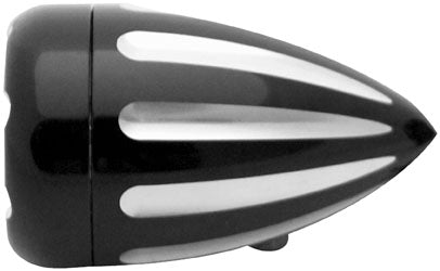 Arlen Ness 12-765 Deep Cut Turn Signals with Fire Ring LED - Amber Lens - Black Finish - White LED - Dual Filament