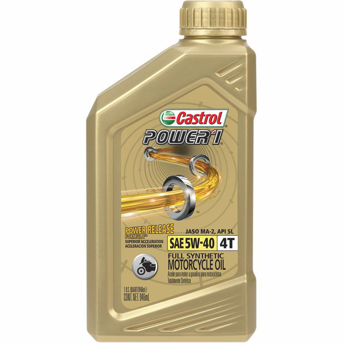 Castrol 15D29D Power 1 Racing 4T Motorcycle Oil - 5W40 - 1qt.