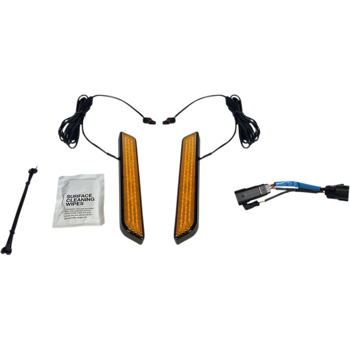 Custom Dynamics CD-FORK-SS8-AB LED Front Fork Lightz - Amber Lens/Black Finish