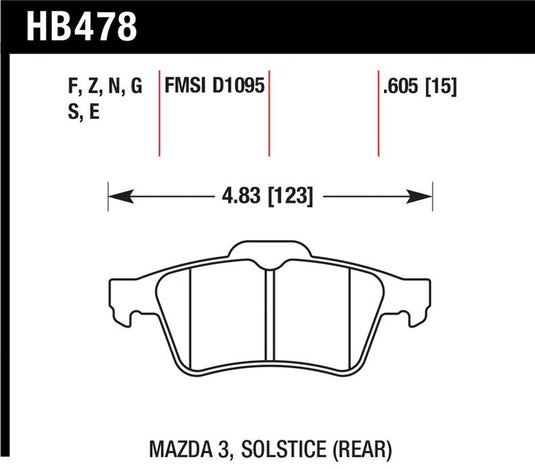 Hawk Performance HB478B.605 HAWK HPS 5.0 Brake Pad Sets