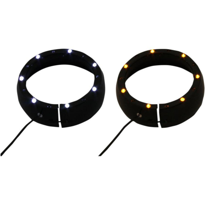 Custom Dynamics CDTB-45TR-2B Passing Lamp Trim Rings with White DRL and LED Turn Signals - Black
