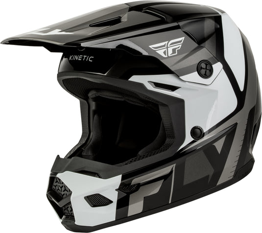 Fly Racing Kinetic Scrap Youth Helmet (Large, Black/White/Gray)