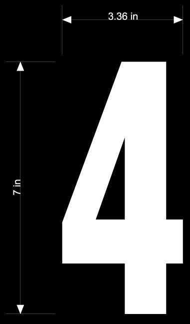 Dirt Digits XT73W-4 Extreme Digits Competition Stick-On 7in. White Number - 4