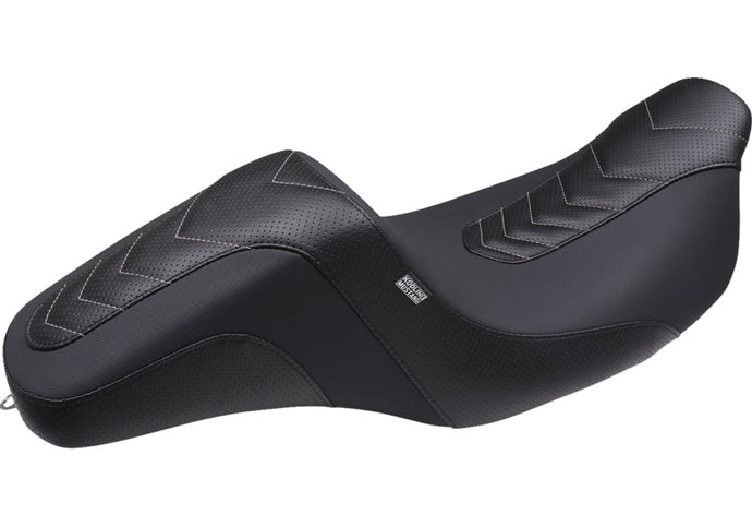 Mustang 76322GM Kodlin Signature Series Squareback Seat - Gripper Vinyl - Chevron - Gun Metal Thread