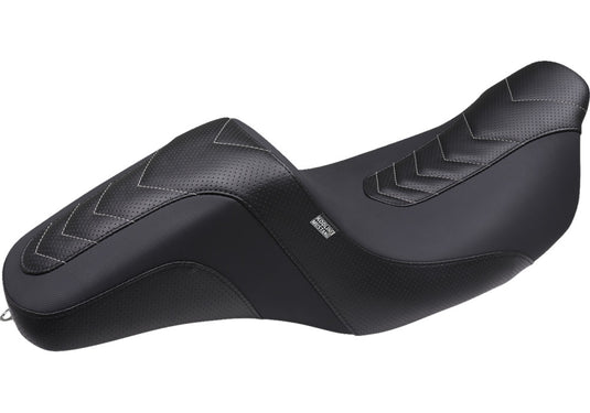 Mustang 76322GM Kodlin Signature Series Squareback Seat - Gripper Vinyl - Chevron - Gun Metal Thread