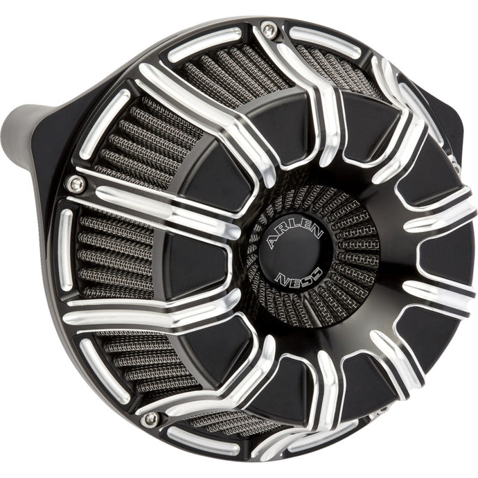 Arlen Ness 600-221 Inverted Series Air Cleaner Kit - 10-Gauge - Black Anodized with Machined Accents