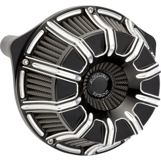 Arlen Ness 600-221 Inverted Series Air Cleaner Kit - 10-Gauge - Black Anodized with Machined Accents