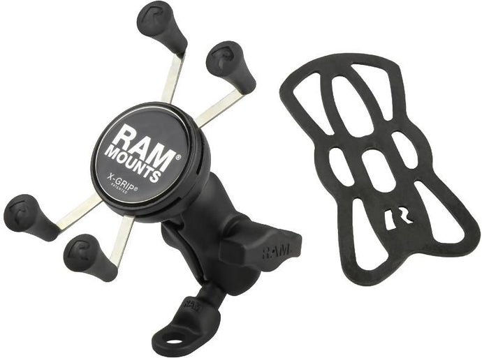 Ram Mounts RAM-B-272-A-UN7 RAM Angle Mount with 9mm Hole and X-Grip for Standard Phones - Short Double Socket Arm