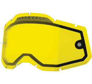 100% 59082-00003 Replacement Dual Vented Lens for Racecraft 2/Accuri 2/Stratus 2 Goggles - Yellow
