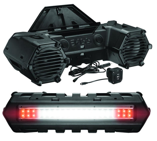 Boss Audio ATVB95LED 800 Watt Bluetooth All Terrain Sound System with 8in. Speakers and Light Bar