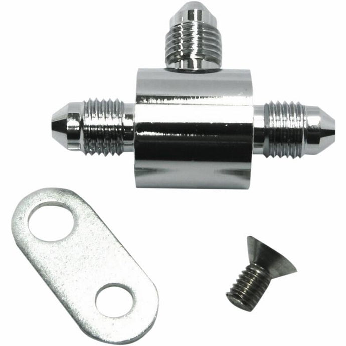 Magnum 1703-982 AN-3 T-Block w/ Bracket Brake Line Fitting - Chrome