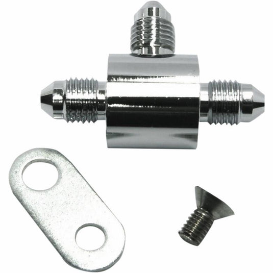 Magnum 1703-982 AN-3 T-Block w/ Bracket Brake Line Fitting - Chrome