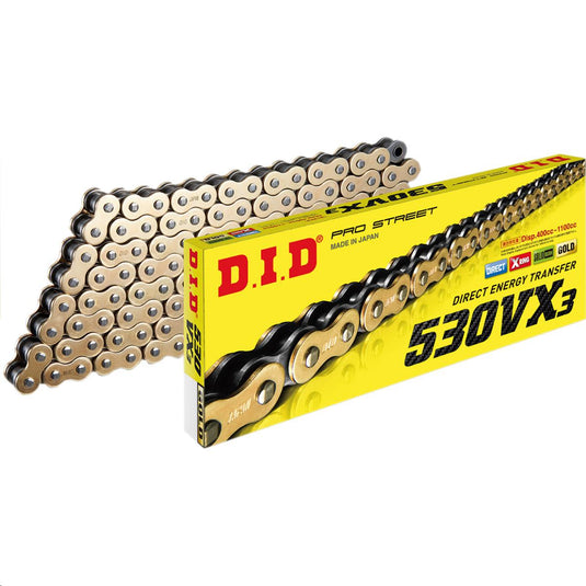 D.I.D M530VX3G110ZB 530VX3 X-Ring Series Chain - 110 Links - Gold