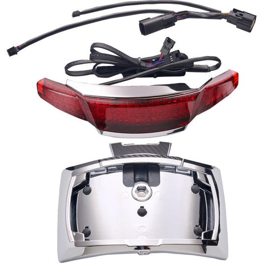 Ciro 40373 Latitude Lightstrike Taillight with License Plate Mount - Chrome/Red Lens