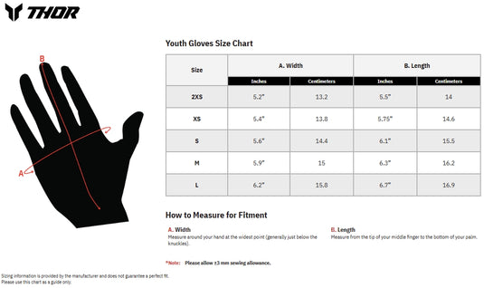Thor Launchmode Split Youth Gloves (XX-Small, Red)