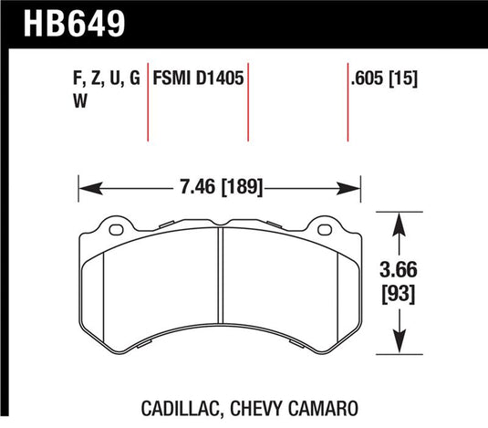 Hawk Performance HB649G.605 HAWK DTC-60 Brake Pad Sets