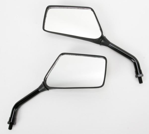 Emgo 20-97110 Universal Rectangular Mirror - Trimline - 5in. Stem - Black - 10mm Thread