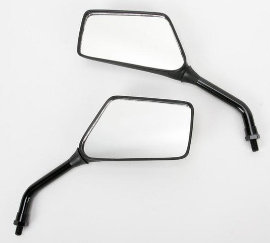 Emgo 20-97110 Universal Rectangular Mirror - Trimline - 5in. Stem - Black - 10mm Thread