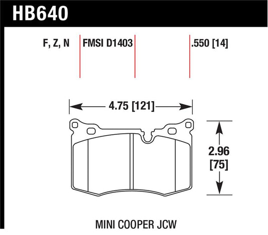 Hawk Performance HB640N.550 HAWK HP+ Brake Pad Sets