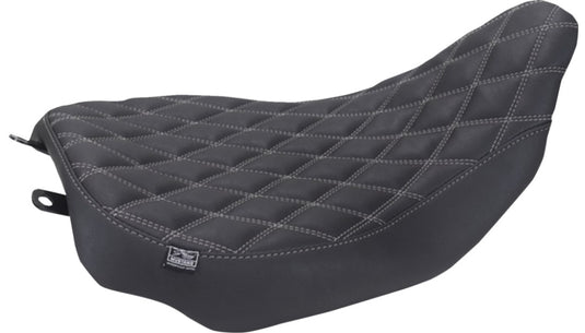 Mustang 88020GM Runaround Solo Seat - Double Diamond - Gun Metal Gray Stitch (Black)