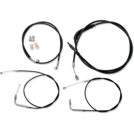 La Choppers LA-8230KT-19B Standard Handlebar Cable/Brake & Clutch Line/Wire Kit - Black Vinyl/Stainless