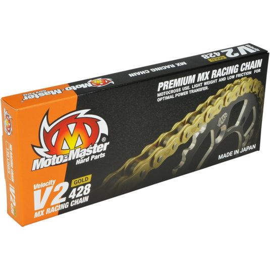 Moto-Master 642801 428 V2 MX Racing Drive Chain - 130 Links - Gold