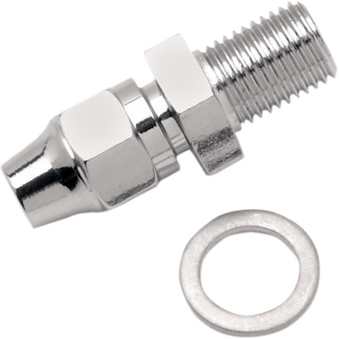 Drag Specialties 1742-0063 Universal Chrome Male Straight Master Cylinder/ Caliper Fitting - 3/8in.-24