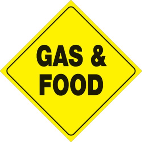 Voss 453 GF YR 12x12in. Trail Sign - Gas & Food (Yellow/Black)