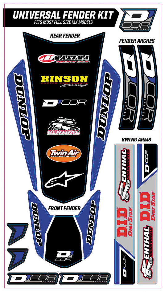 Dcor 15-50-100 Universal Fender Trim Decals - Full Size - Blue