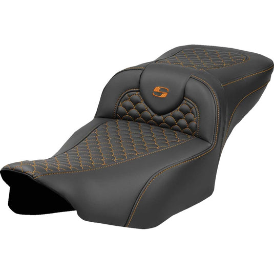 Saddlemen 823-07-20903 Extended Reach Roadsofa DS Seat without Drivers Backrests - Orange Stitching