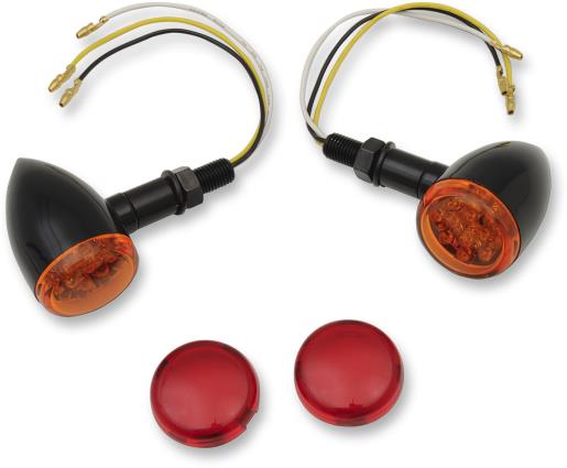 Drag Specialties 2040-1962 LED Mini Deuce Marker Lights - White LED with Red/Amber Lens - Gloss Black