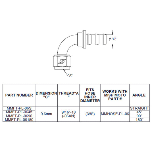 Mishimoto MMFT-PL-6S MM Fittings