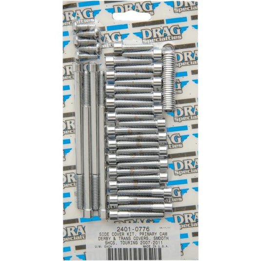 Drag Specialties 2401-0776 Side Cover Chrome Socket-Head Bolt Set - Smooth